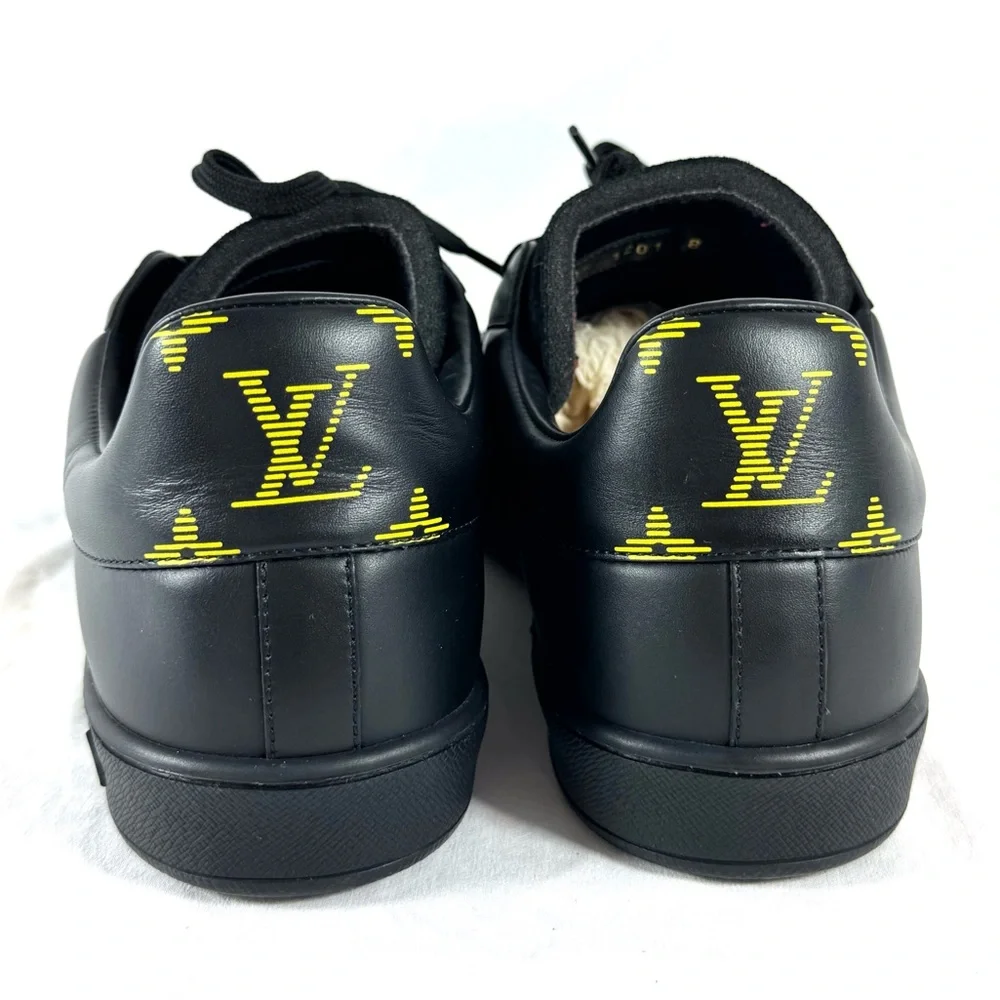 LOUIS VUITTON Black Leather Luxembourg Samothrace Men's Sneakers 8UK 9US - Picture 13 of 17